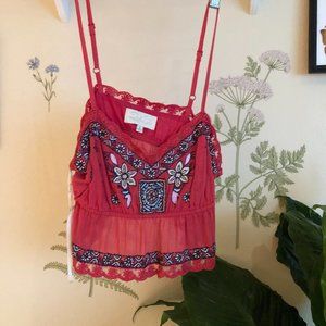 rahicali red embroidered blouse